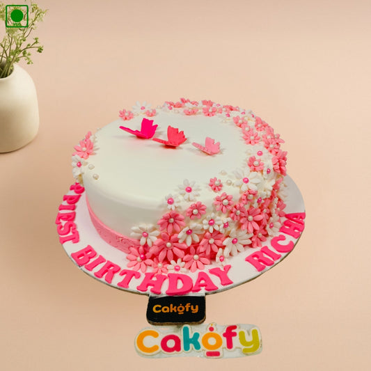 Floral Butterfly Birthday Cake - Gurgaon & Delhi NCR | Cakofy