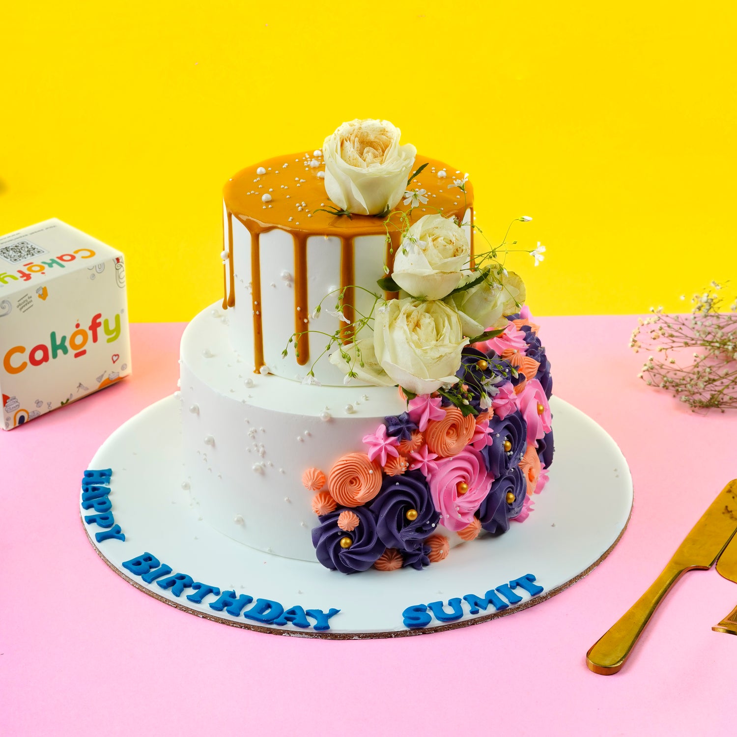 Floral Drip Designer Cake - Gurgaon & Delhi NCR | Cakofy