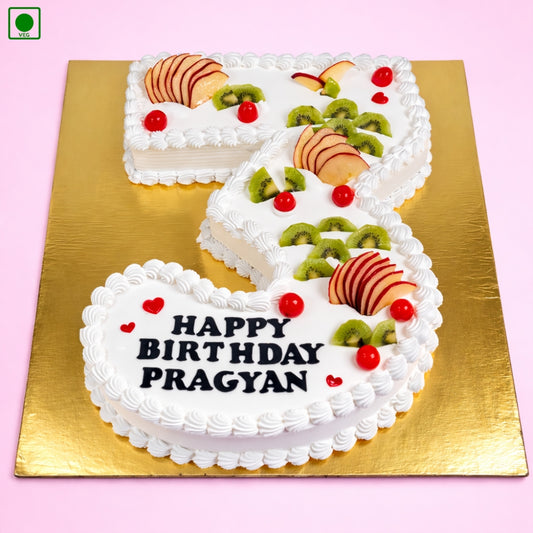 Fruit Topped Number Cake - Gurgaon & Delhi NCR | Cakofy