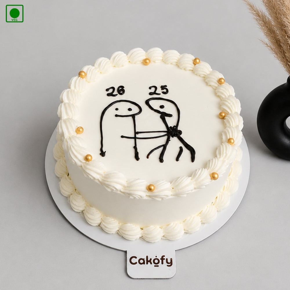 Funny Couple Doodle Cake - Gurgaon & Delhi NCR | Cakofy