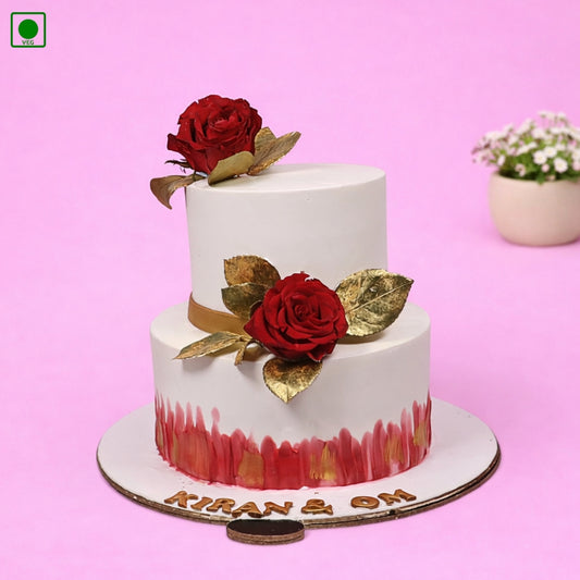 Gold Red Rose Cake - Gurgaon & Delhi NCR | Cakofy