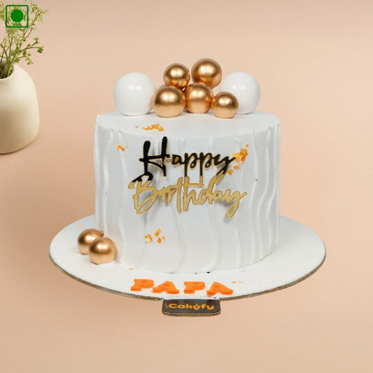 Gold White Theme Cake - Gurgaon & Delhi NCR | Cakofy