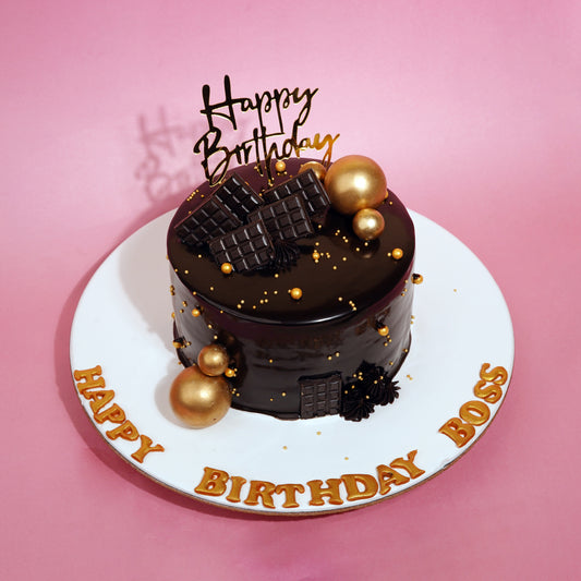 Golden Chocolate Boss Cake - Gurgaon & Delhi NCR | Cakofy