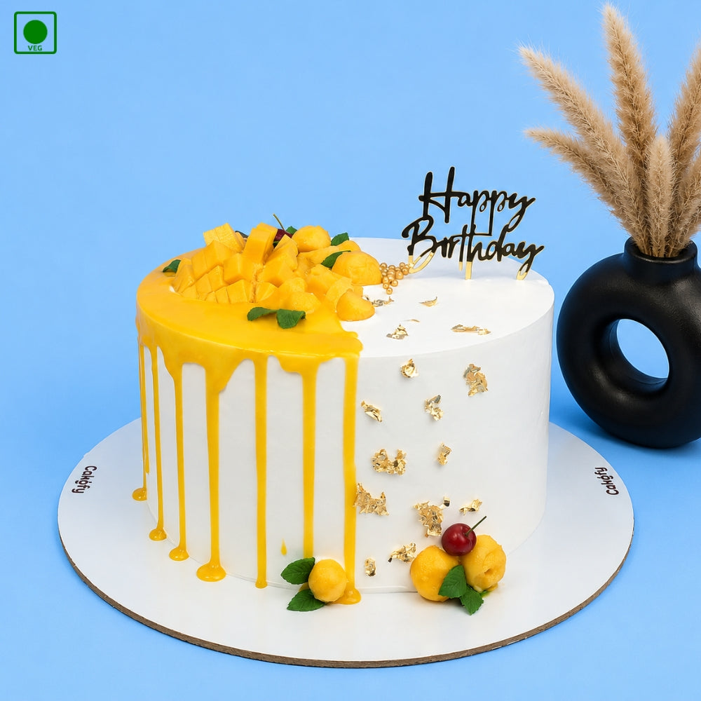 Golden Mango Drip Cake - Gurgaon & Delhi NCR | Cakofy