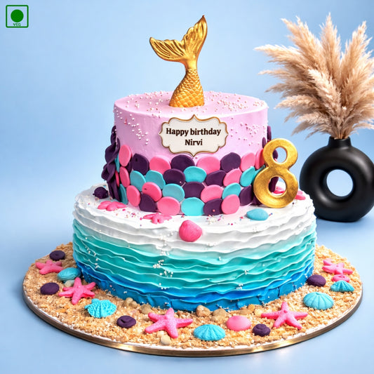 Golden Mermaid Theme Cake - Gurgaon & Delhi NCR | Cakofy