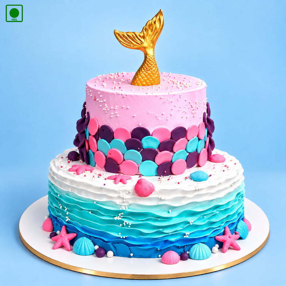 Golden Mermaid Theme Cake - Gurgaon, Delhi & Noida