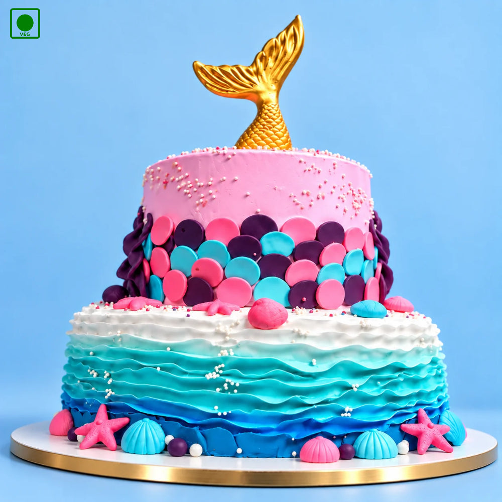 Golden Mermaid Theme Cake - Gurgaon, Delhi & Noida