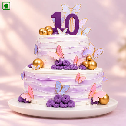 Golden Pearl Butterfly Two Tier Cake – Gurgaon, Delhi & Noida