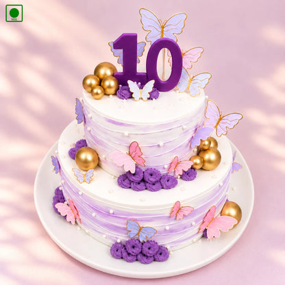 Golden Pearl Butterfly Two Tier Cake – Gurgaon, Delhi & Noida