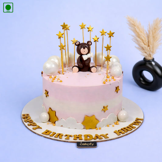 Golden Star Teddy Cake - Gurgaon & Delhi NCR | Cakofy