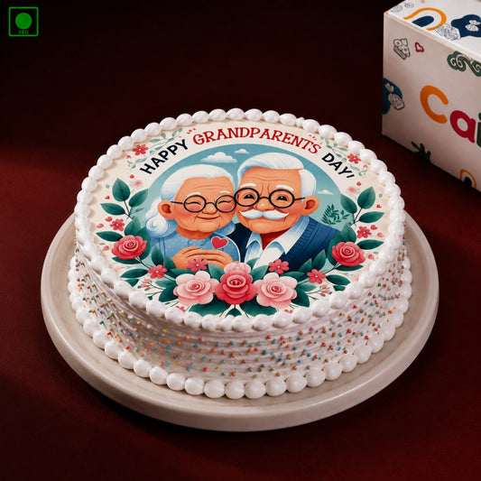 Grandparents Day Floral Cake - Gurgaon, Delhi & Noida