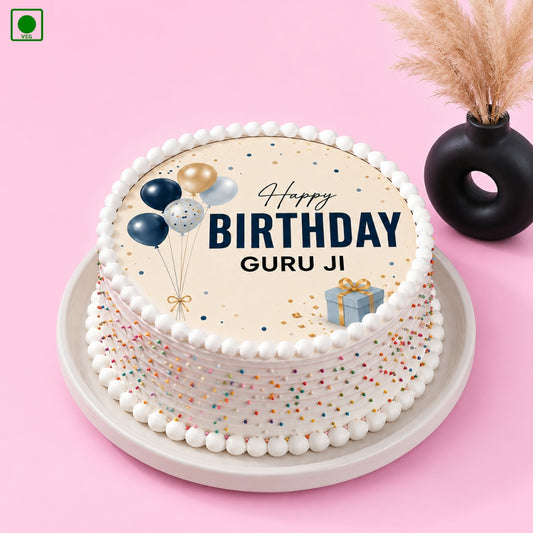 Guru Ji Balloon Theme Photo Cake - Gurgaon, Delhi & Noida