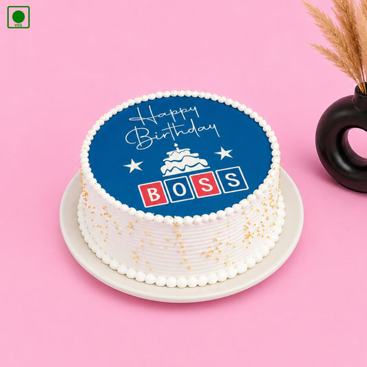 HBD Boss Blue Poster Cake - Gurgaon, Delhi & Noida