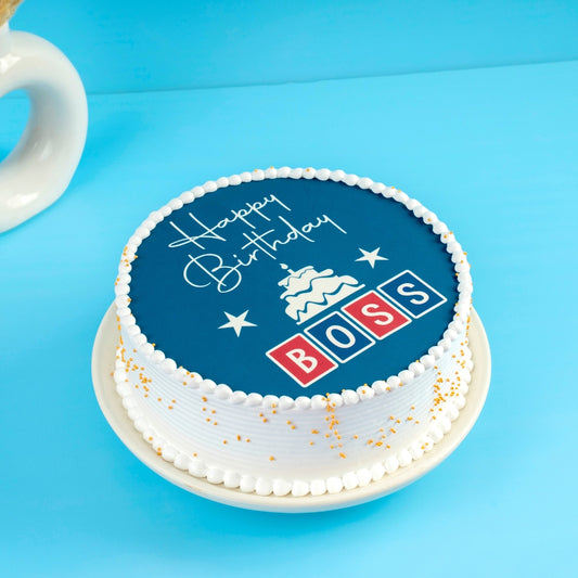 HBD Boss Blue Poster Cake Gurgaon & Delhi NCR | Cakofy