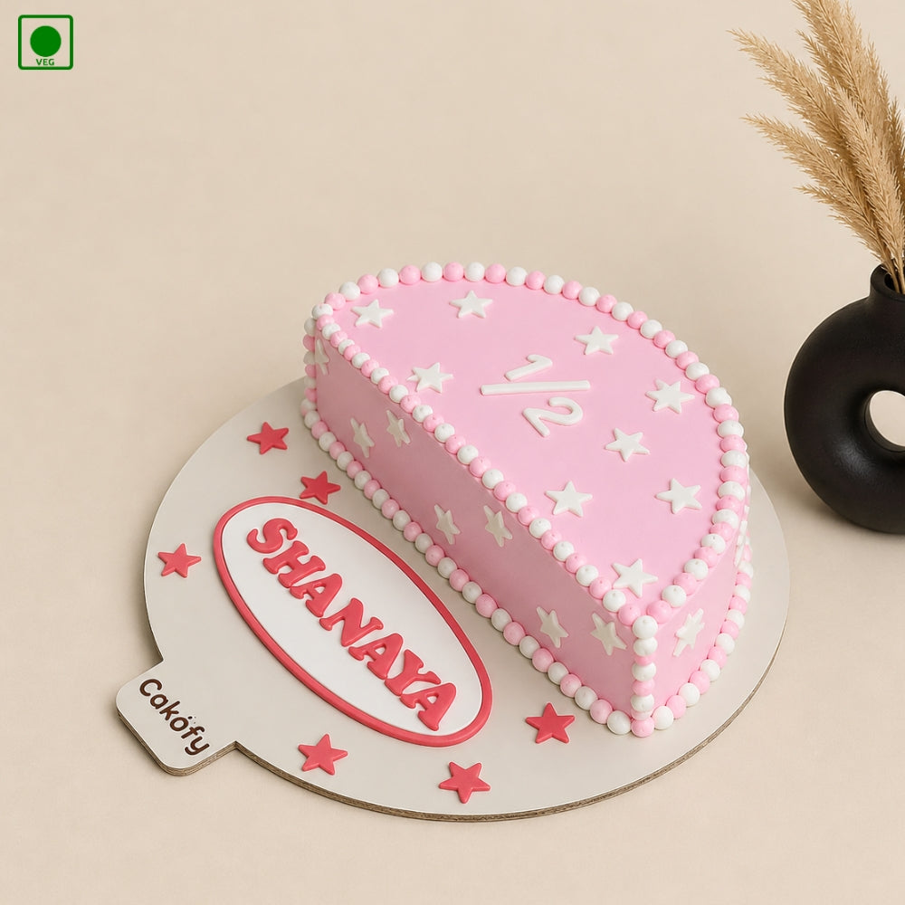 Half Birthday Pink Theme Cake – Order Online