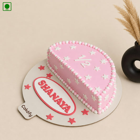 Half Birthday Pink Theme Cake – Order Online