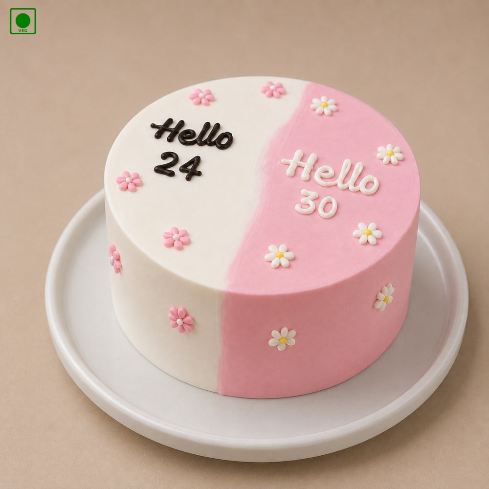 Half Pink Half White Cake – Gurgaon, Delhi & Noida