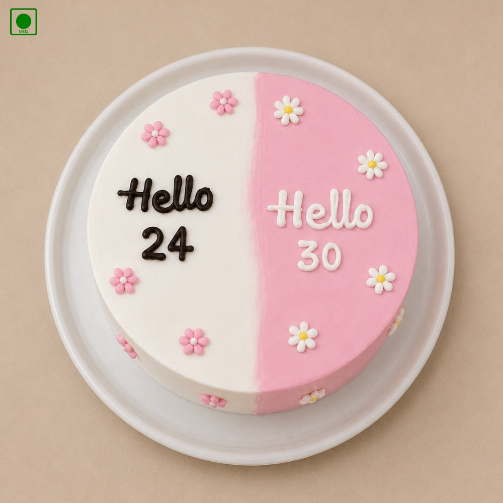 Half Pink Half White Cake – Gurgaon, Delhi & Noida