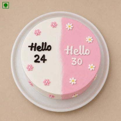 Half Pink Half White Cake – Gurgaon, Delhi & Noida