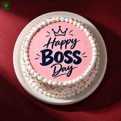 Happy Boss Day Pink Cake - Gurgaon, Delhi & Noida