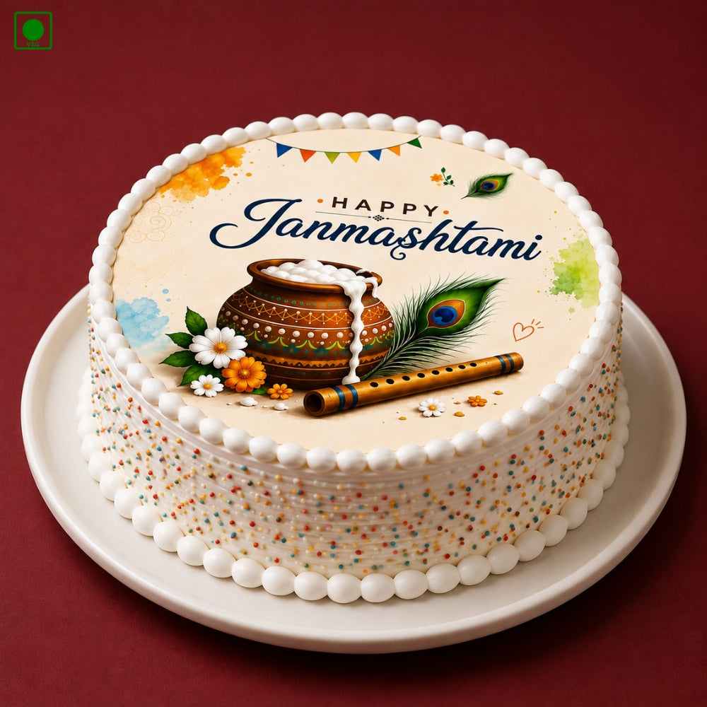 Happy Janmashtami Poster Cake - Gurgaon, Delhi & Noida