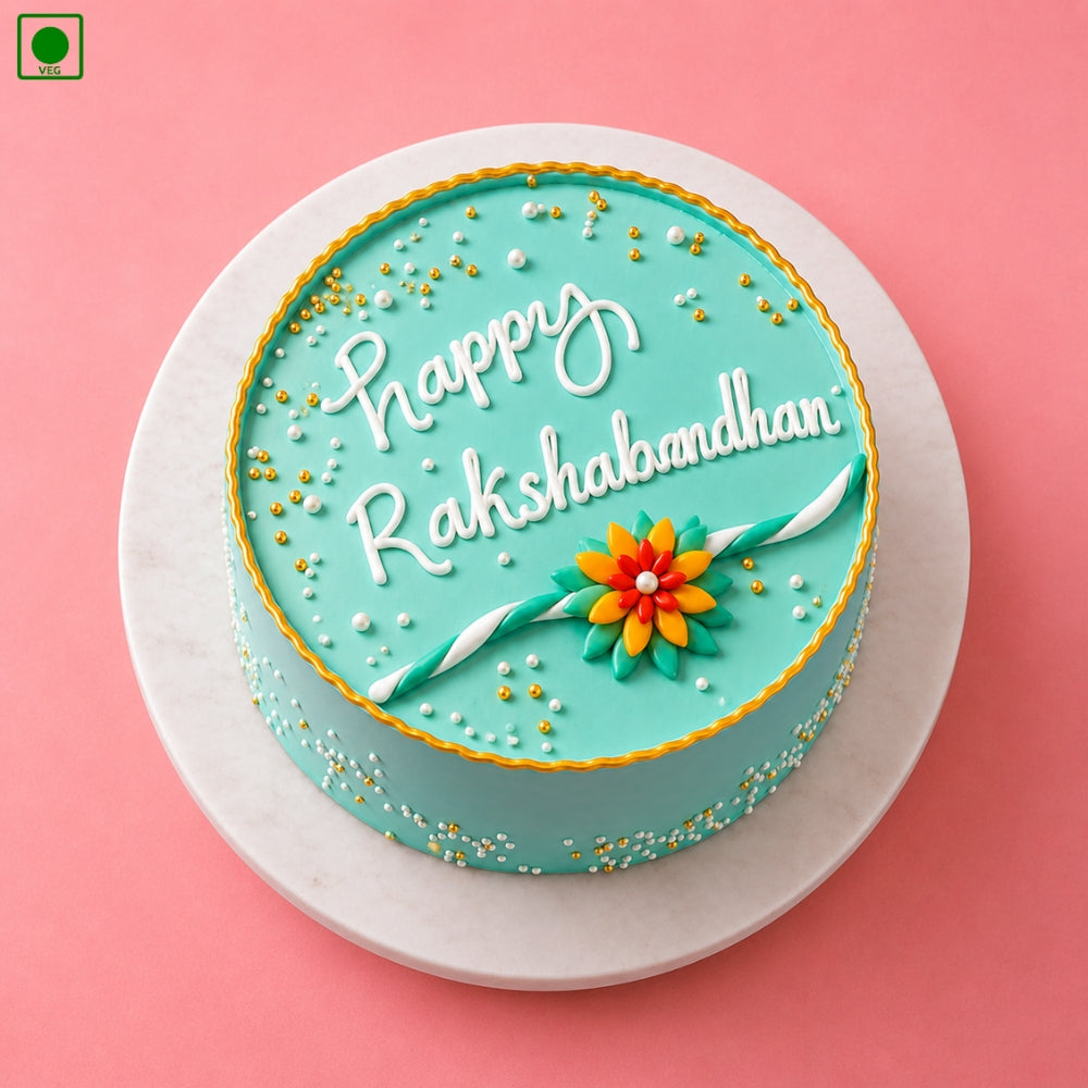 Happy Raksha Bandhan Floral Cake