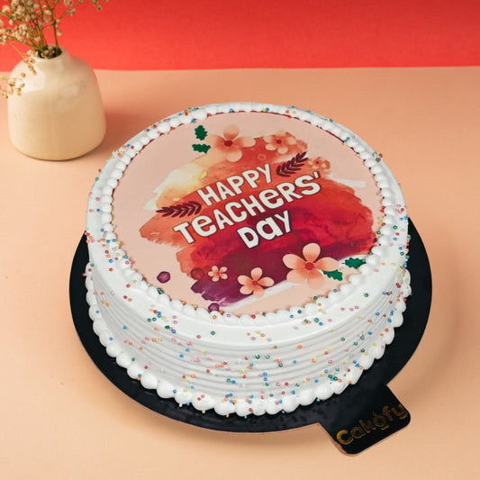 Happy Teacher's Day Colorful Poster Cake