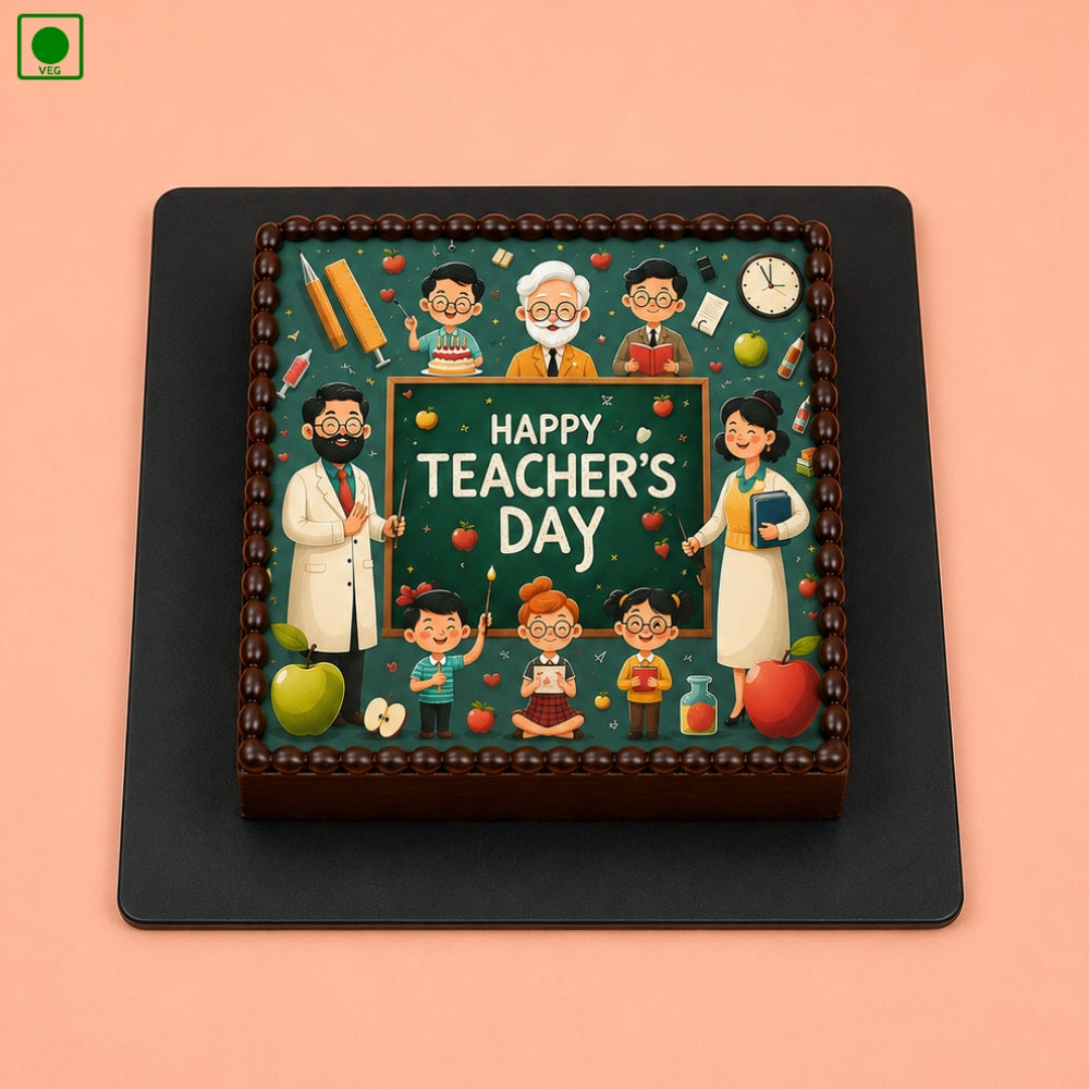 Happy Teachers Day Square Cake - Gurgaon, Delhi & Noida