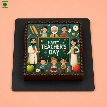 Happy Teachers Day Square Cake - Gurgaon, Delhi & Noida