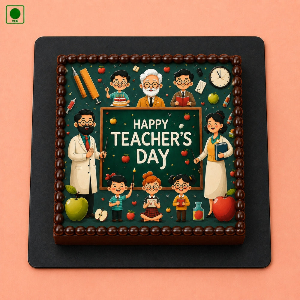 Happy Teachers Day Square Cake - Gurgaon, Delhi & Noida