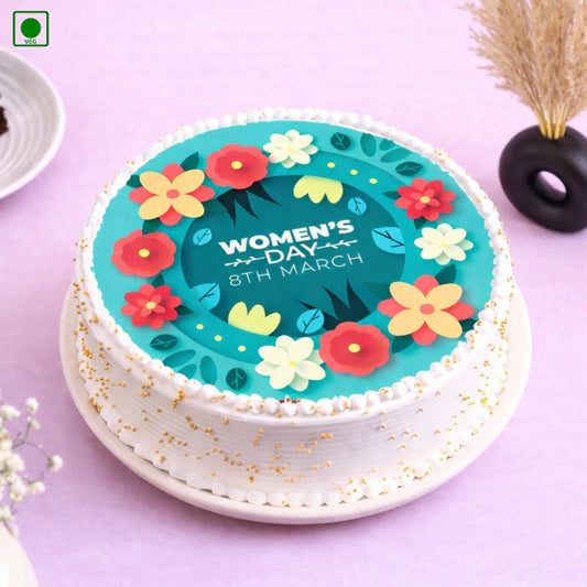 Happy Women's Day Flower Poster Cake – Gurgaon & Delhi NCR | Cakofy