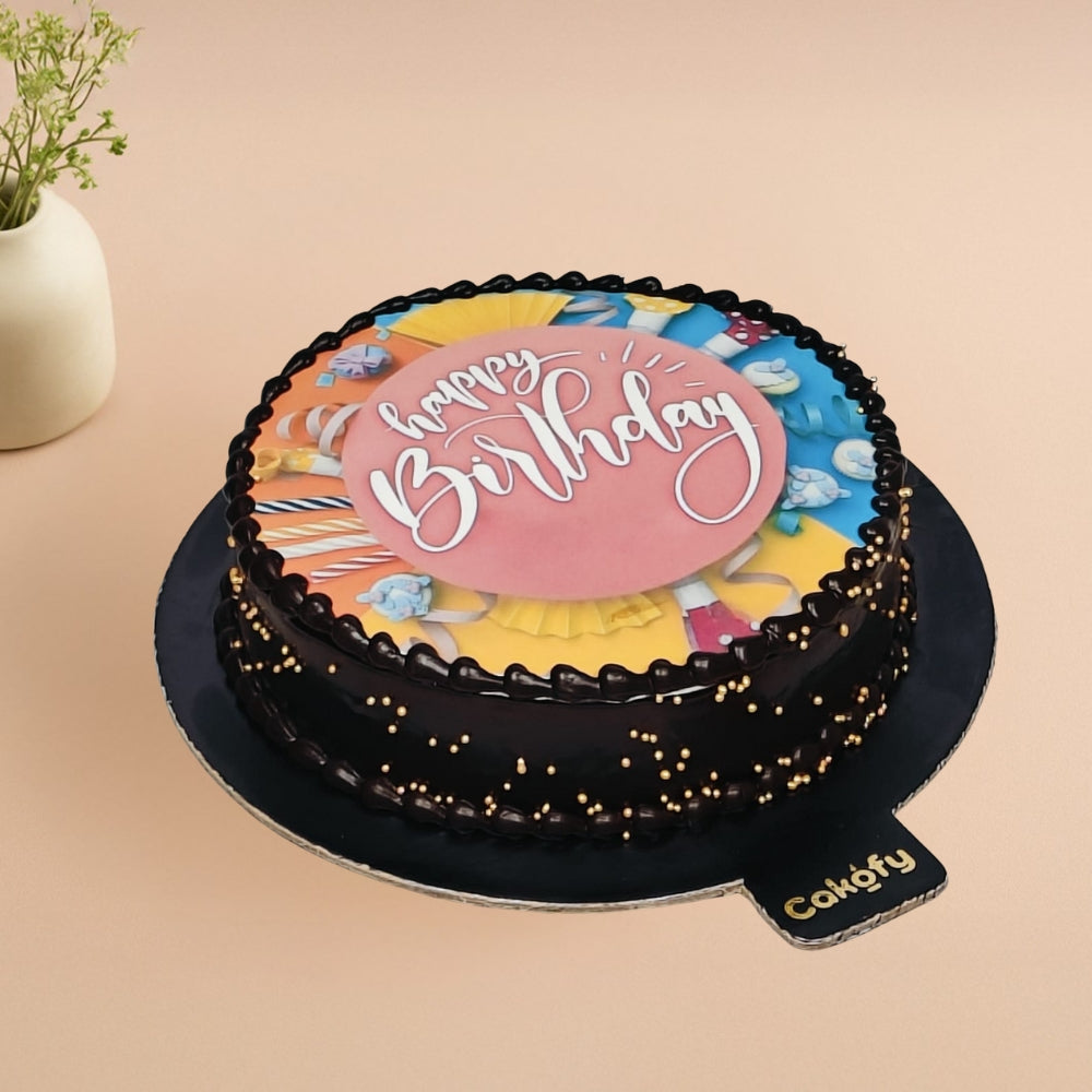 Happy Birthday Truffle Poster Cake