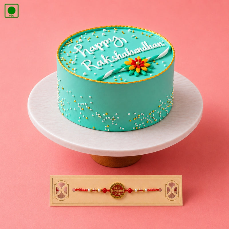 Happy Raksha Bandhan Floral Cake