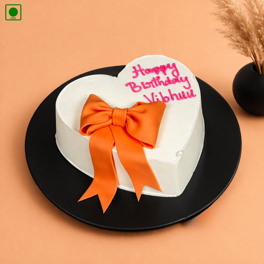 Heart Bow Birthday Cake - Gurgaon & Delhi NCR | Cakofy