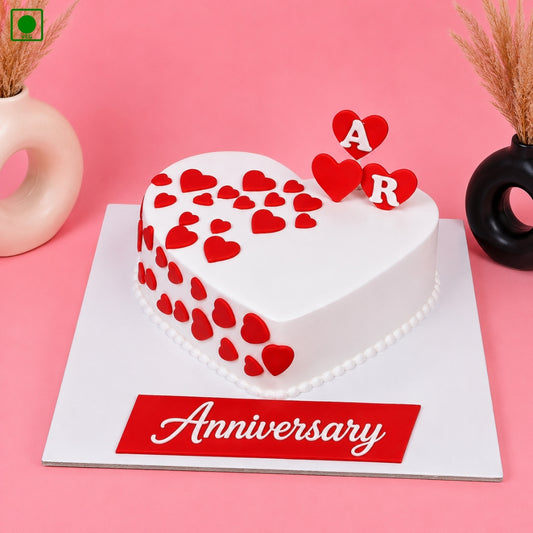 Heart Shape Anniversary Cake - Gurgaon, Delhi & Noida