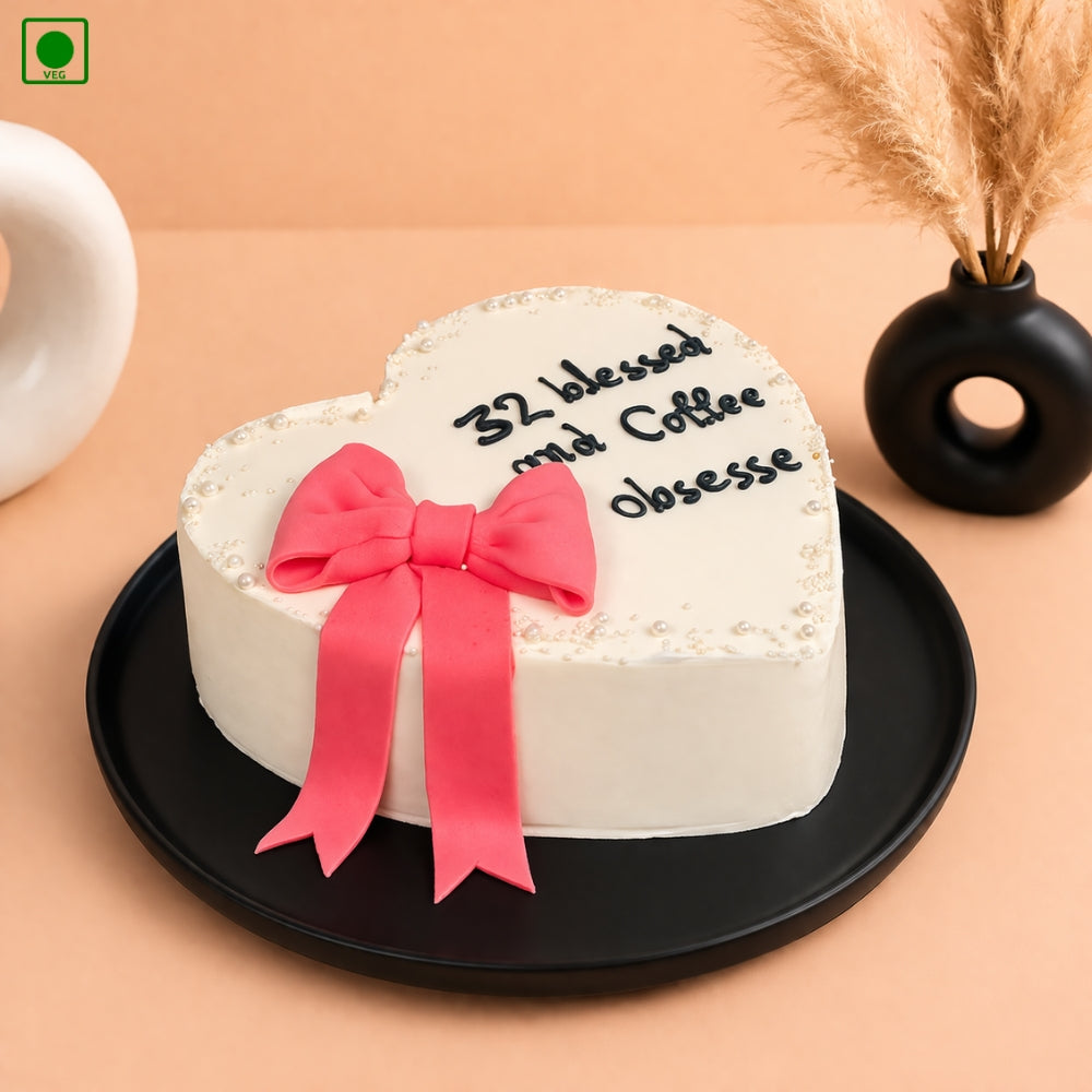 Heart Shape Bow Cake - Gurgaon & Delhi NCR | Cakofy
