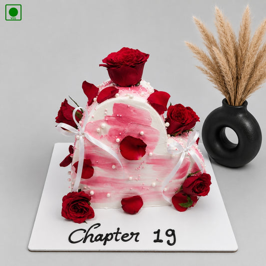 Heart Shape Red Rose Cake - Gurgaon, Delhi & Noida