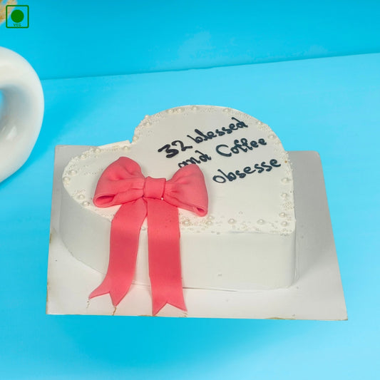 Heart Shape Bow Cake - Gurgaon & Delhi NCR | Cakofy