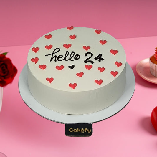 Hello 24 Message Customized Cake – Gurgaon & Delhi NCR | Cakofy