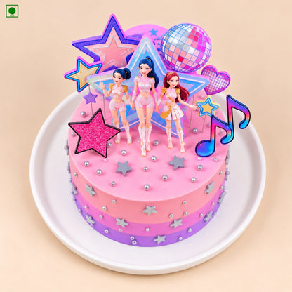 Huntrix Pink Star Party Cake - Gurgaon, Delhi & Noida