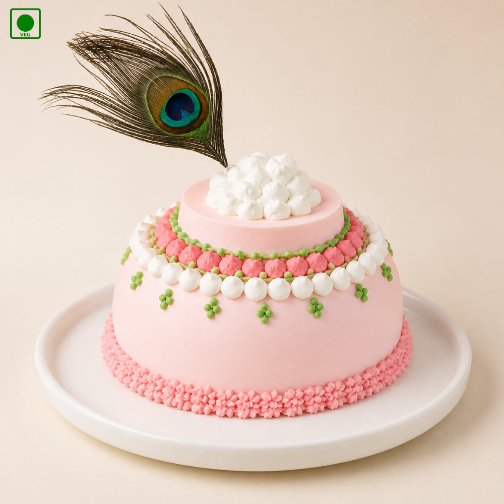 Janmashtami Special Pink Cake - Gurgaon, Delhi & Noida