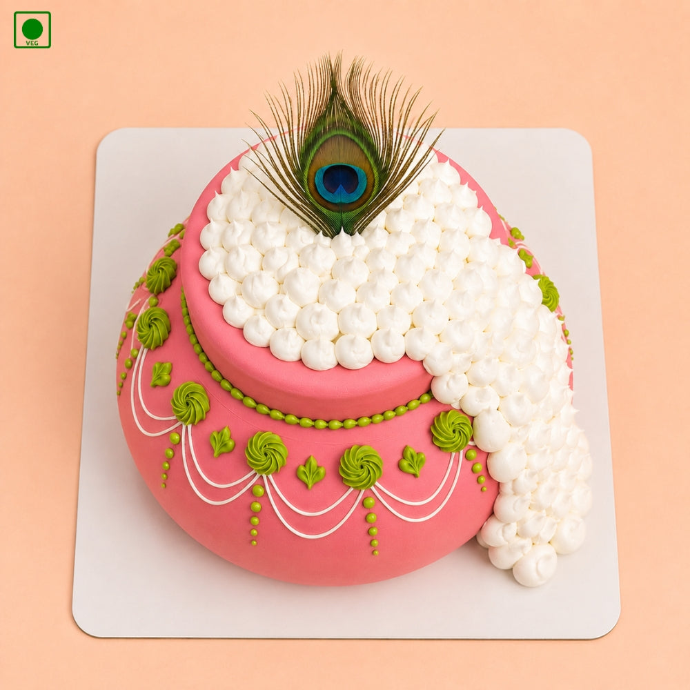 Janmashtami Special Pink Cake - Gurgaon, Delhi & Noida