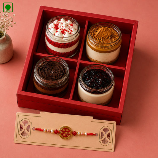 Jar Cake Hamper With Rakhi - 4 Pcs - Gurgaon, Delhi & Noida
