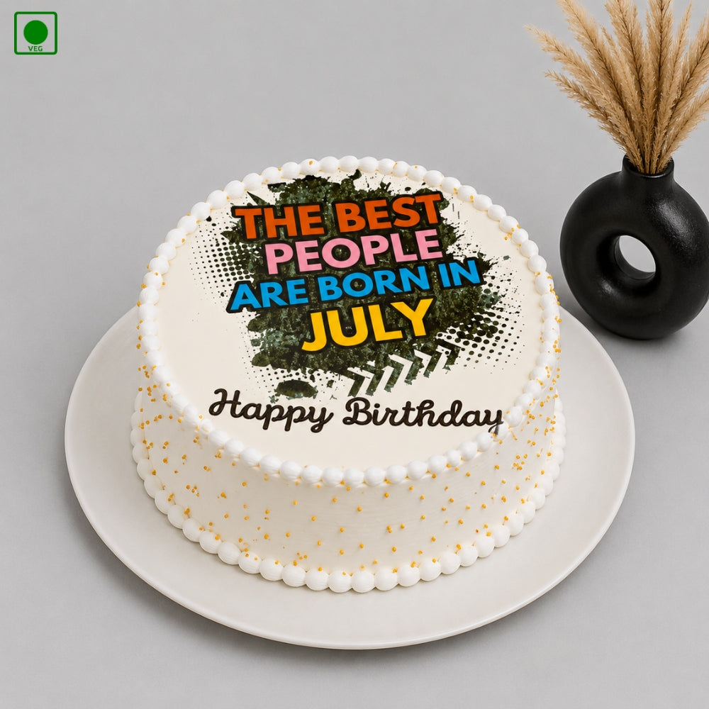 July Month White Poster Cake - Gurgaon, Delhi & Noida