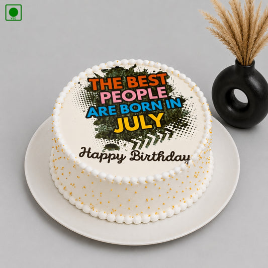 July Month White Poster Cake - Gurgaon, Delhi & Noida