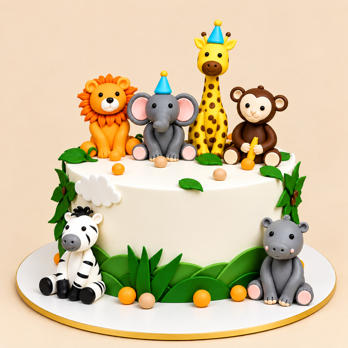 Jungle Animals Birthday Cake - Gurgaon, Delhi & Noida