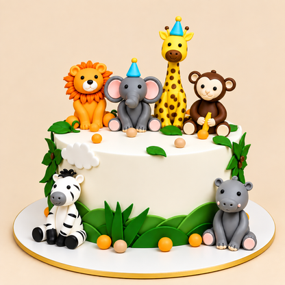 Jungle Animals Birthday Cake - Gurgaon, Delhi & Noida