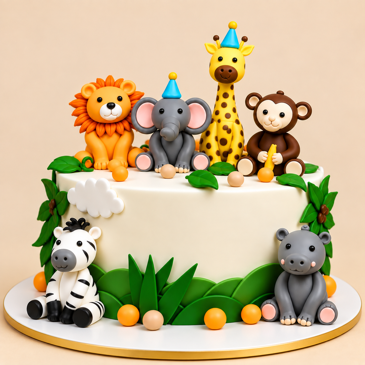 Jungle Animals Birthday Cake - Gurgaon, Delhi & Noida