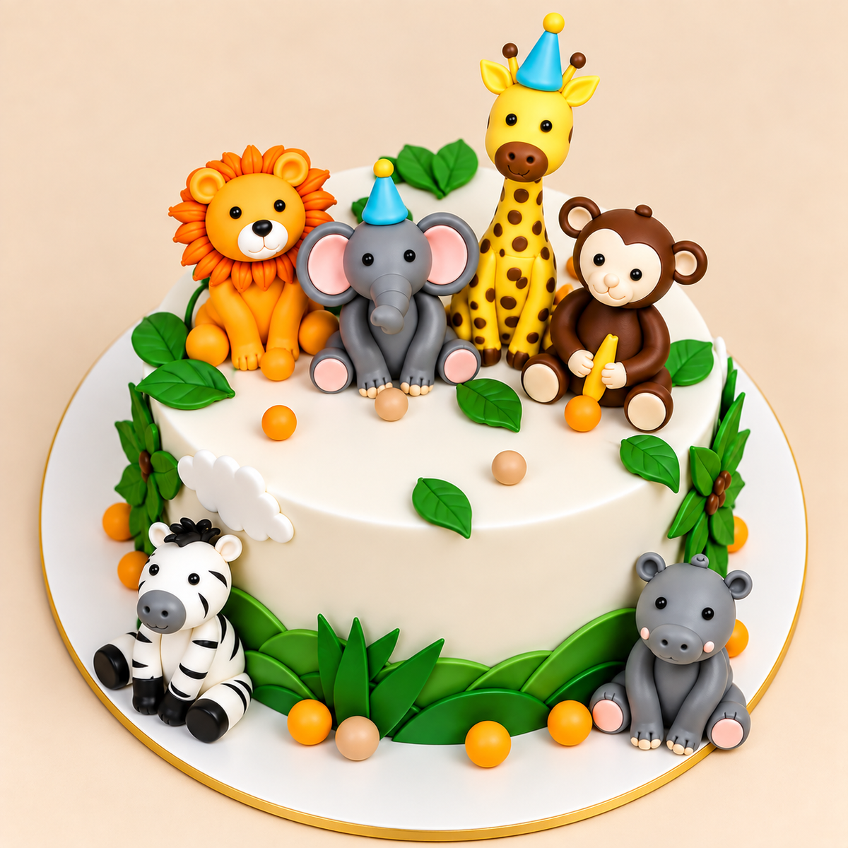 Jungle Animals Birthday Cake - Gurgaon, Delhi & Noida