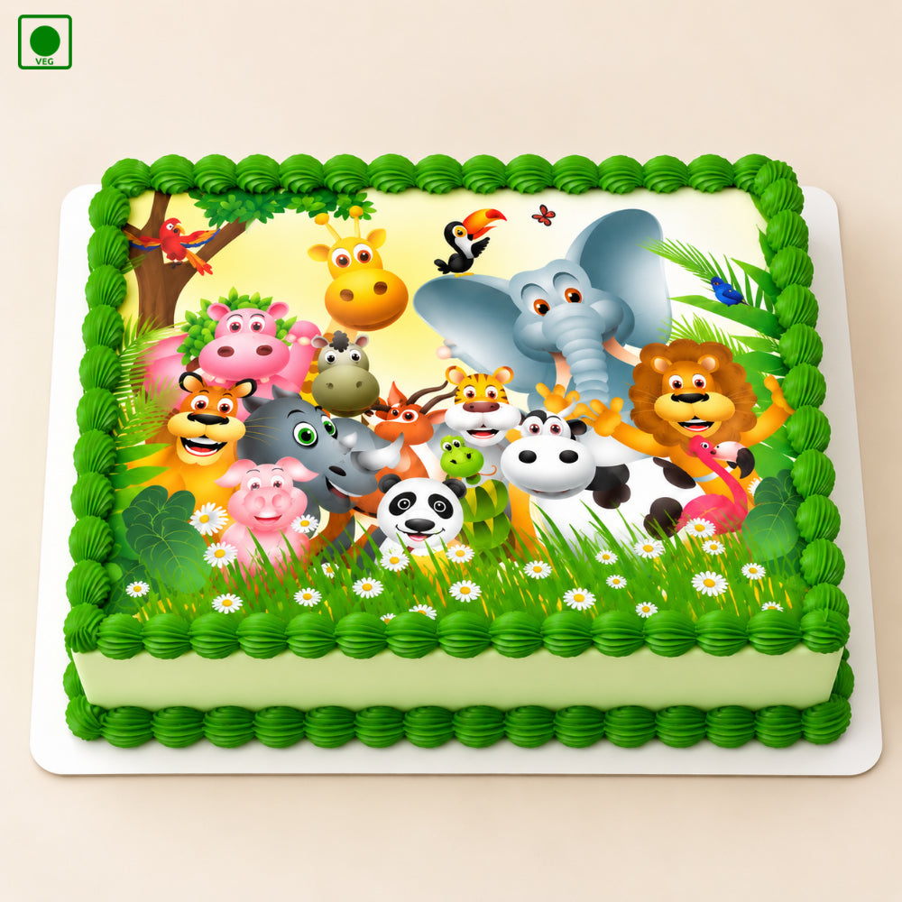 Jungle Family Photo Cake - Gurgaon, Delhi & Noida
